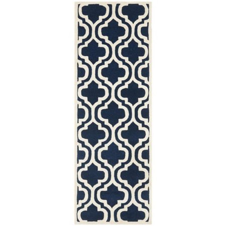 SAFAVIEH Chatham Hand Tufted Large Rectangle Rug- Dark Blue - Ivory- 8 ft. 9 in. x 12 ft. CHT727C-9